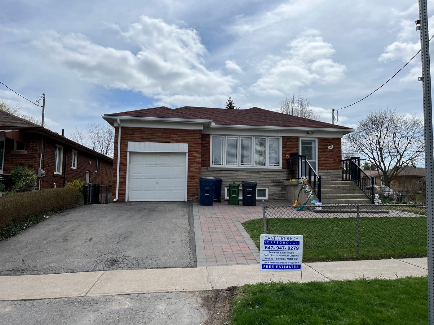 Finished Scarborough home with company lawn sign
